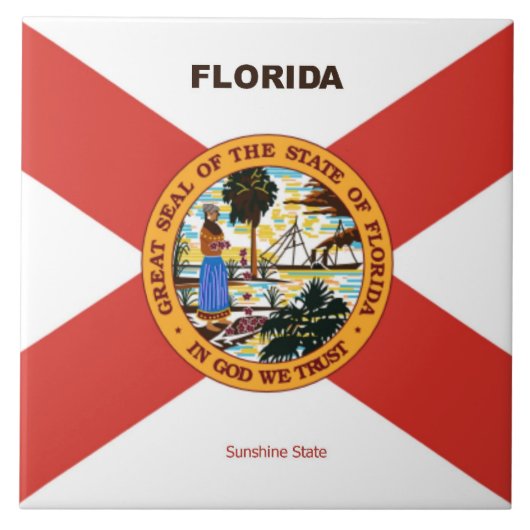 Florida Flag en Slogan Tegeltje (Voorkant)