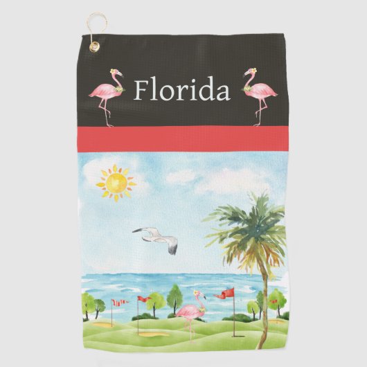 Florida Flamingo Golf Towel Golfhanddoek (Voorkant)