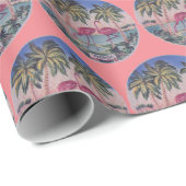 Florida flamingo patroon roze cadeaupapier (Rol Hoek)