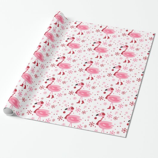 Florida Flamingo Tropical Beach Kerstfeestdag Cadeaupapier (Uitgerold)