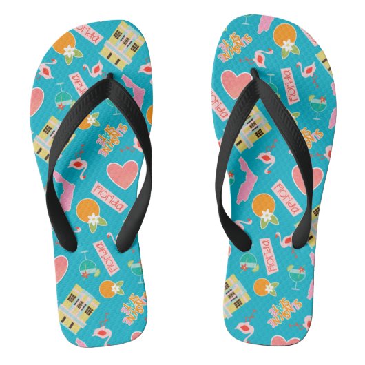 Florida Fun Pattern Turquoise Teenslippers (Voetbed)