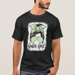 Florida Gator Girl Alligator Messy Bun Crocodile T-shirt