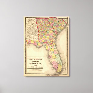 Florida, Georgia en South Carolina Canvas Afdruk