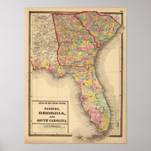 Florida, Georgia en South Carolina Poster
