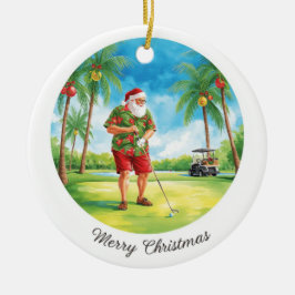 Florida Golfer Santa Golfing  Holiday  Keramisch Ornament