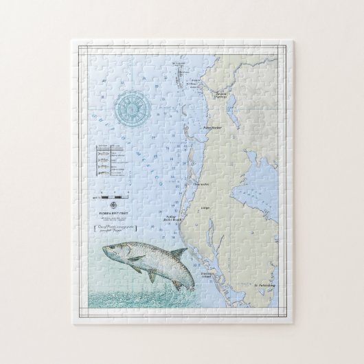 Florida Golfkust Nautical puzzle map Legpuzzel (Verticaal)