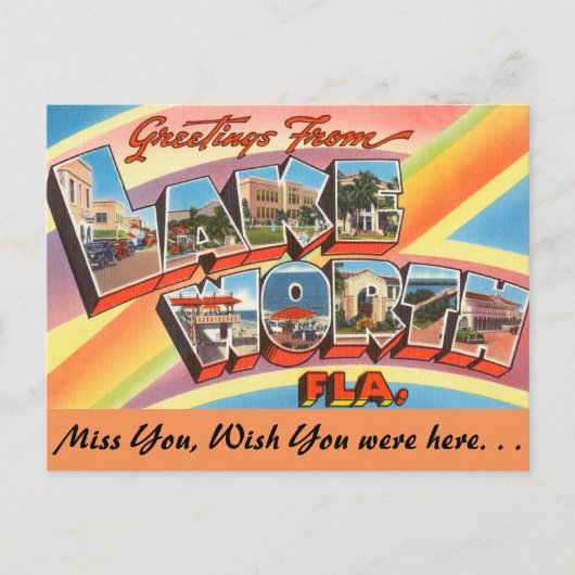 Florida, Greetings uit Lake Worth Briefkaart (Voorkant)