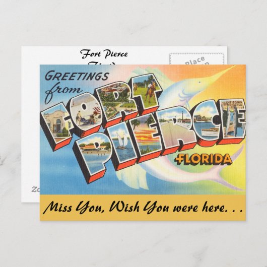 Florida, groeten van Fort Pierce Briefkaart (Voorkant / Achterkant)