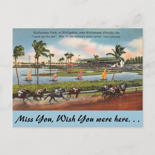 Florida, Hallendale, Gulfstream Park Briefkaart (Voorkant)
