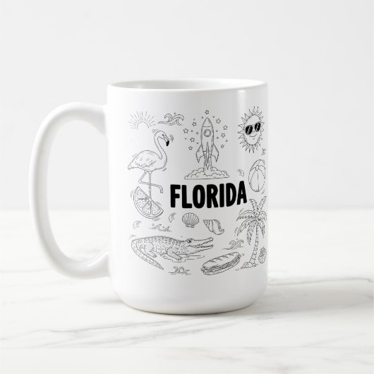 Florida Hand getrokken lijn kunst symbolen Koffiemok (Links)