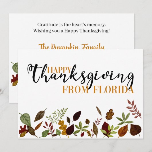 Florida Herfst Foliage Thanksgiving Card Feestdagenkaart (Voorkant / Achterkant)
