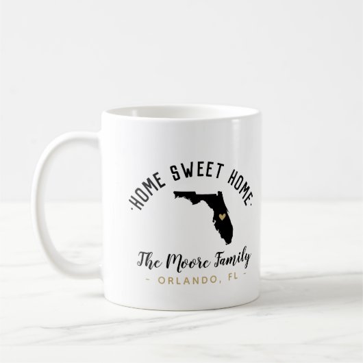 Florida Home Sweet Home Famille Monogramme Mug (Gauche)
