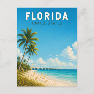Florida Illustratie Reis Kunst Vintage Briefkaart