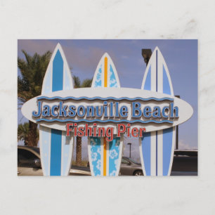Florida: Jacksonville Beach & Vist Pier teken Briefkaart