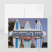 Florida: Jacksonville Beach & Vist Pier teken Briefkaart (Voorkant / Achterkant)