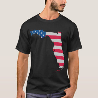 Florida Kaart - Amerikaanse vlag - Throwback - T-shirt