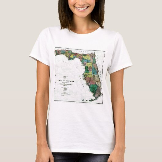 Florida-kaart en staatsvlag t-shirt (Voorkant)