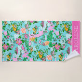 Florida Kaart Preppy Palm Beach Patroon Print Strandlaken (Voorkant)