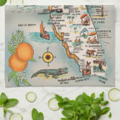  Florida-kaart van attracties Theedoek (Gevouwen)