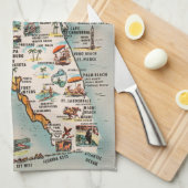  Florida-kaart van attracties Theedoek (Quarter Fold)