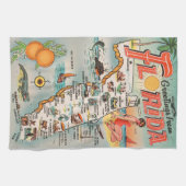  Florida-kaart van attracties Theedoek (Horizontaal)