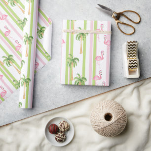 Florida Kerst Flamingo in Kerstmannenhoed Cadeaupapier