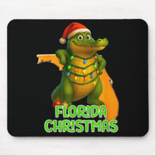 Florida Kerstmis Alligator met Kerstman Hoed Vakan Muismat