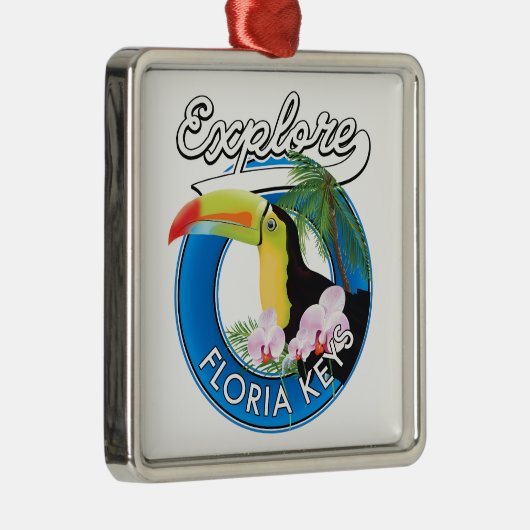 Florida key retro logo fleece deken T-Shirt Metalen Ornament (Rechts)