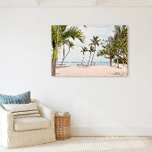 Florida Keys Beach met palmbomen en stoelen Canvas Afdruk