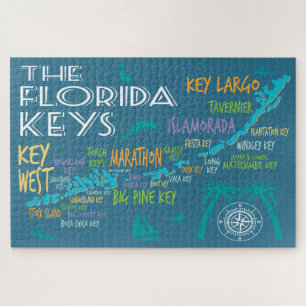 Florida Keys Colorful Map met eilandnamen Legpuzzel