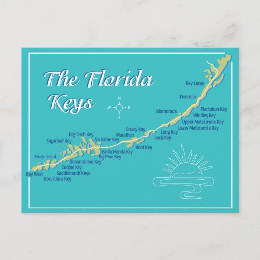 Florida Keys Map Briefkaart (Voorkant)