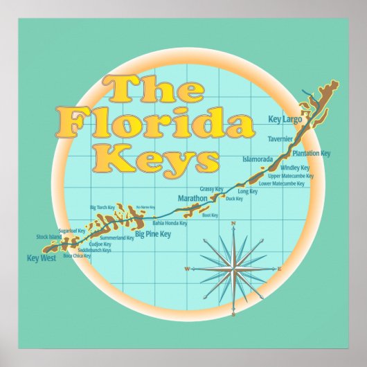 Florida Keys Map illustratie Poster (Voorkant)