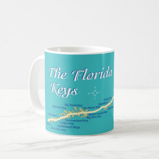 Florida Keys Map met eilandnamen Koffiemok (Voorkant links)