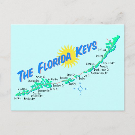 Florida Keys Map retro illustratie Briefkaart (Voorkant)