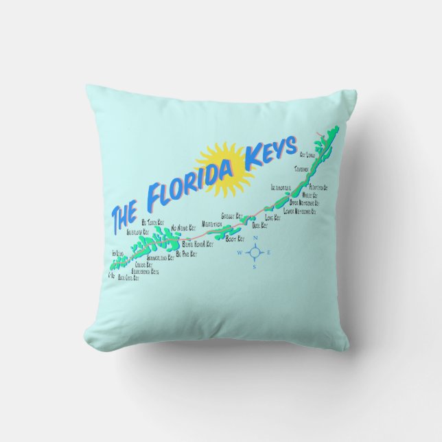 Florida Keys Map retro illustratie Kussen (Voorkant)
