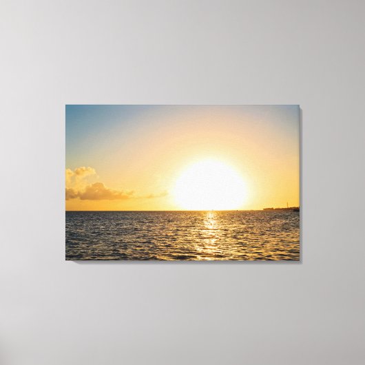 Florida Keys Ocean Sunset Golden Glow Canvas Afdruk (Voorkant)