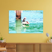 Florida Keys Pelican Ocean Dock Scene Canvas Afdruk (Insitu (Woonkamer))