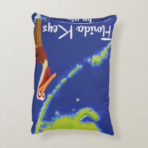 Florida Keys Pelican Vintage poster Accent Kussen