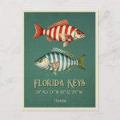 Florida Keys poisson rayé marine Carte postale (Devant)