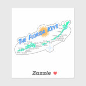 Florida Keys Retro Kaart met Eilandnamen Sticker (Vel)