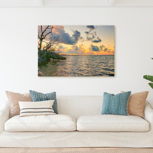 Florida Keys Sunset Mangrove Ocean Scene Canvas Afdruk