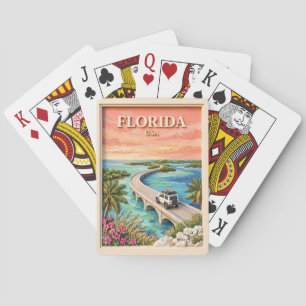 Florida Keys USA Reis Vintage Tropische Wegreis Pokerkaarten