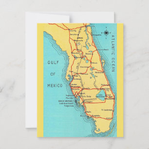 Florida Kleurrijke Oude Landkaart Ansichtkaart Briefkaart
