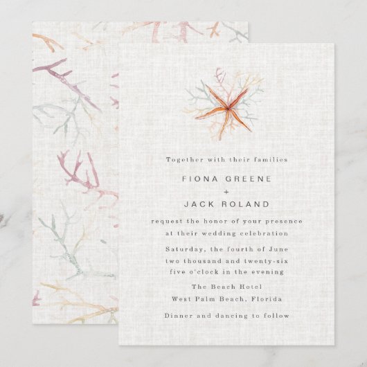 Florida Kustlijn Strand Watercolor Trouwdag Kaart (Voorkant / Achterkant)