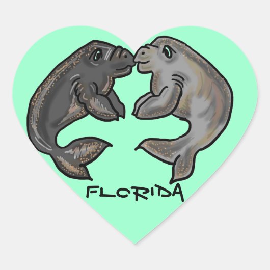 Florida lamantijn hart sticker (Voorkant)