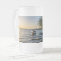 Florida Leaning Palm Tree Sunset Frosted Bier Mok