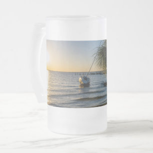 Florida Leaning Palm Tree Sunset Frosted Bier Mok
