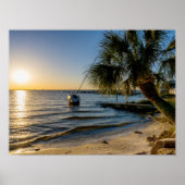 Florida Leaning Palm Tree Sunset Poster (Voorkant)