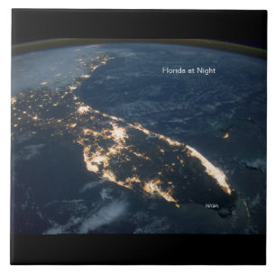 Florida licht 's nachts, NASA ISS moderne foto Tegeltje