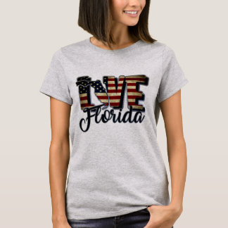 Florida Love American Flag Star en Stripes T-shirt